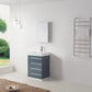 Virtu USA Bailey 24 Single Bathroom Vanity Set in Grey w/ Polymarble Counter-Top