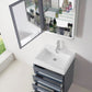 Virtu USA Bailey 24 Single Bathroom Vanity Set in Grey w/ Polymarble Counter-Top