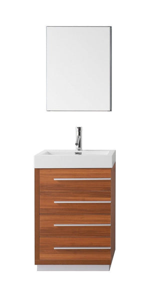 Virtu USA Bailey 24 Single Bathroom Vanity Cabinet Set in Plum w/ Polymarble Counter-Top