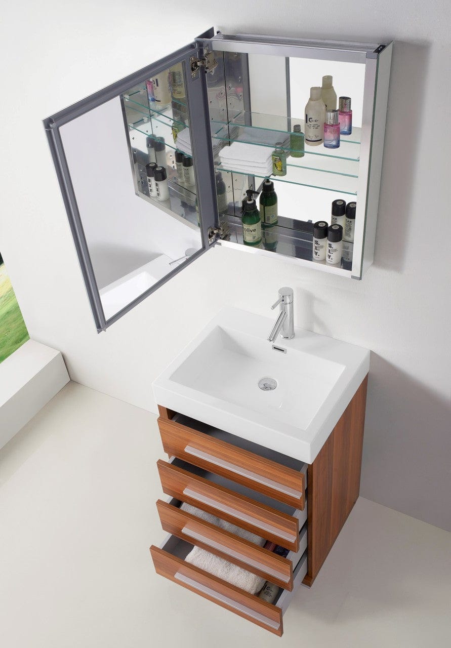 Virtu USA Bailey 24 Single Bathroom Vanity Set in Plum w/ Polymarble Counter-Top