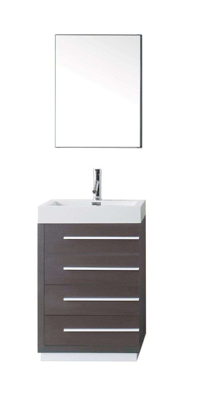 Virtu USA Bailey 24" Single Bathroom Vanity Cabinet Set in Wenge w/ Polymarble Counter-Top