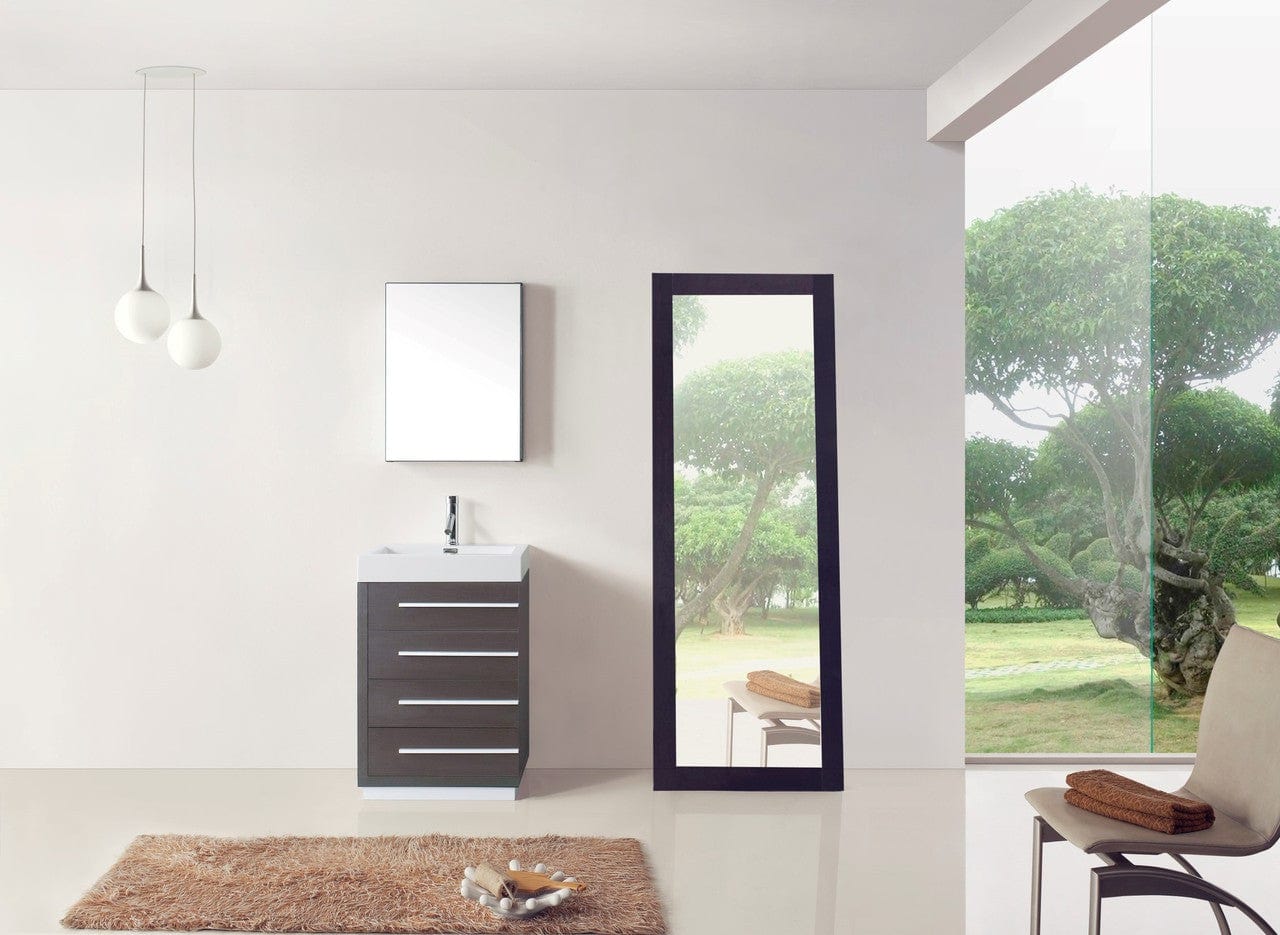 Virtu USA Bailey 24 Single Bathroom Vanity Set in Wenge w/ Polymarble Counter-Top