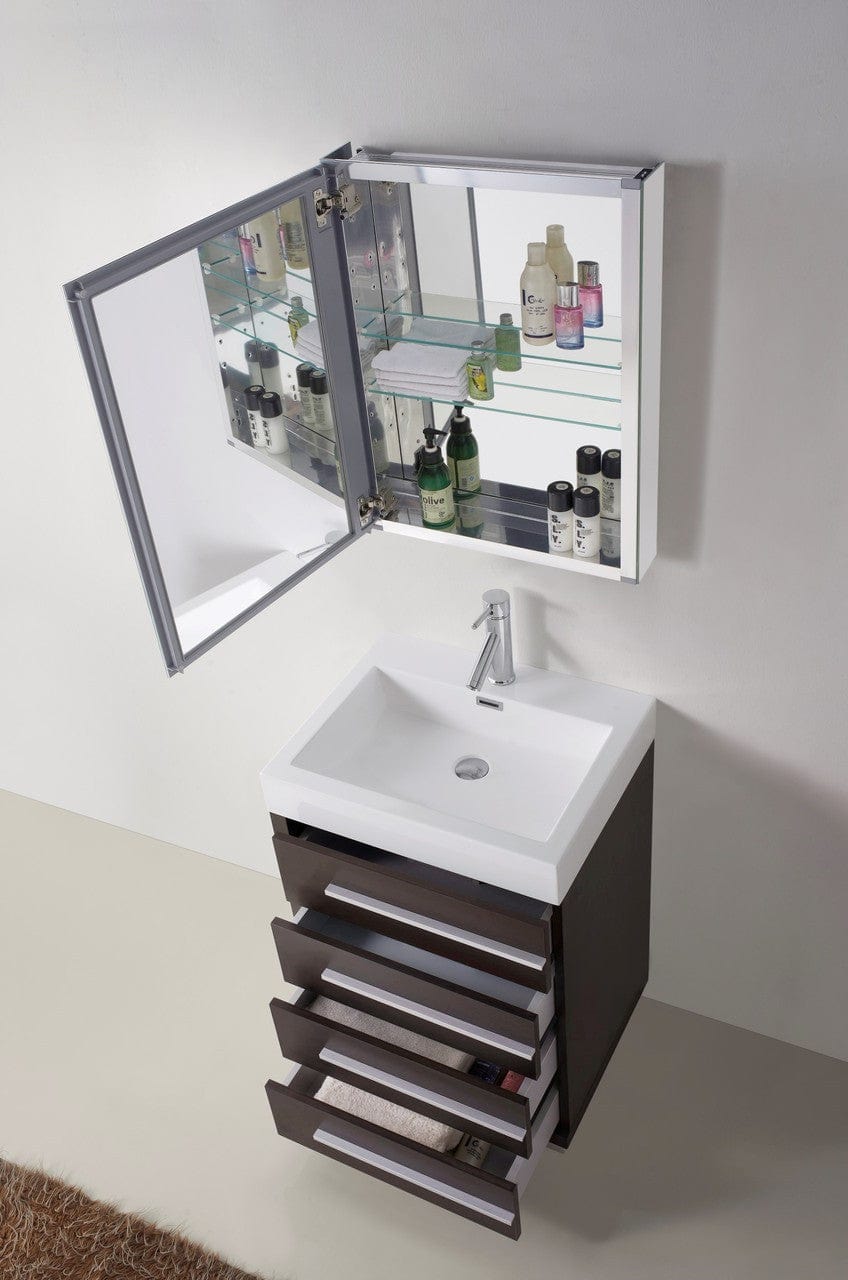 Virtu USA Bailey 24 Single Bathroom Vanity Set in Wenge w/ Polymarble Counter-Top