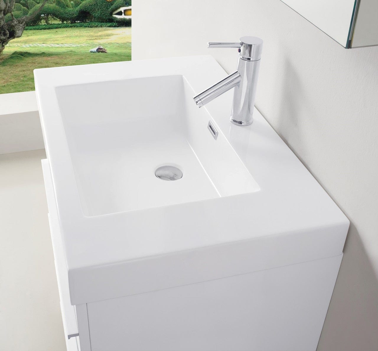 Virtu USA Bailey 30 Single Bathroom Vanity Set in Gloss White w/ Polymarble Counter-Top