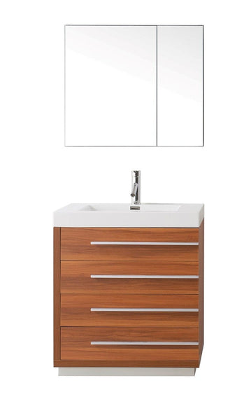 Virtu USA Bailey 30 Single Bathroom Vanity Cabinet Set in Plum w/ Polymarble Counter-Top