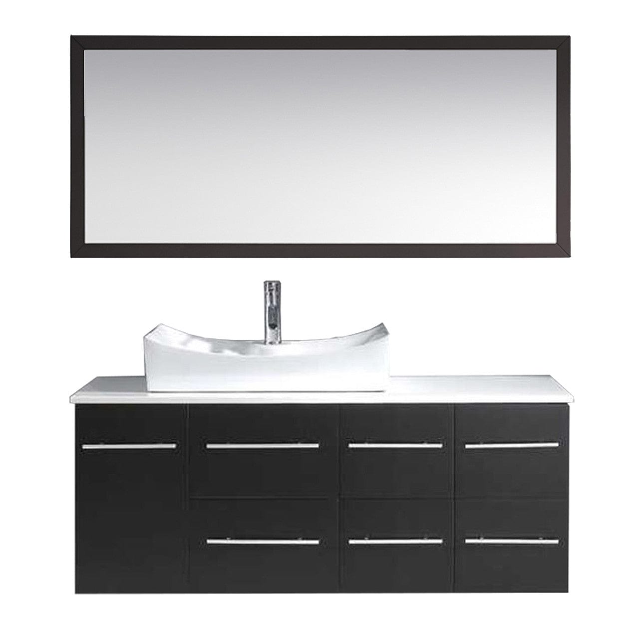 Virtu USA Ceanna 55 Single Bathroom Vanity Set in Espresso w/ White Artificial Stone Counter-Top white background