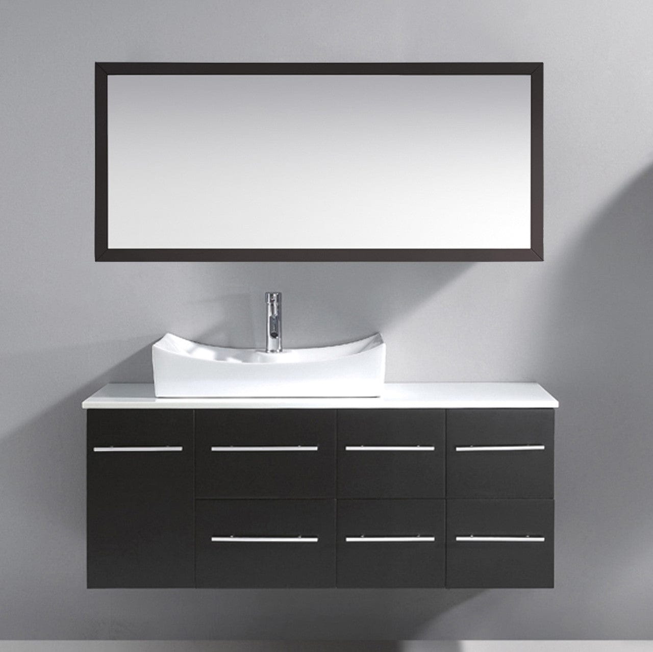 Virtu USA Ceanna 55 Single Bathroom Vanity Set in Espresso w/ White Artificial Stone Counter-Top front view