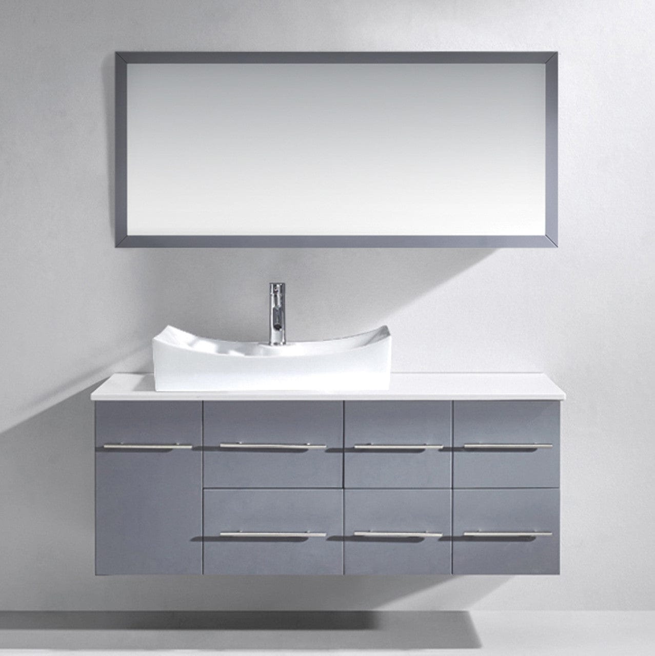 Virtu USA Ceanna 55 Single Bathroom Vanity Set in Grey close up front view