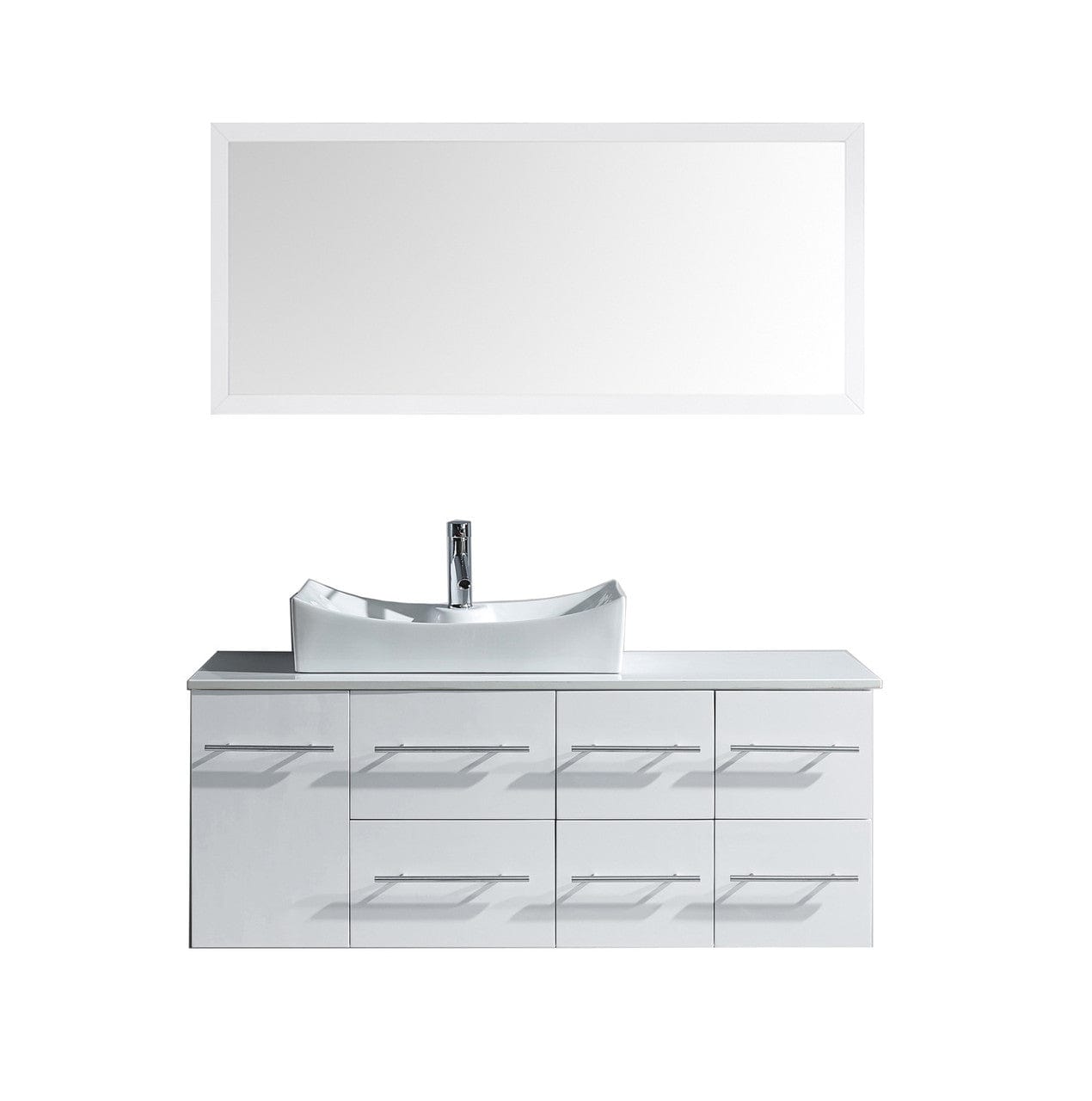 Virtu USA Ceanna 55 Single Bathroom Vanity Set in White white background