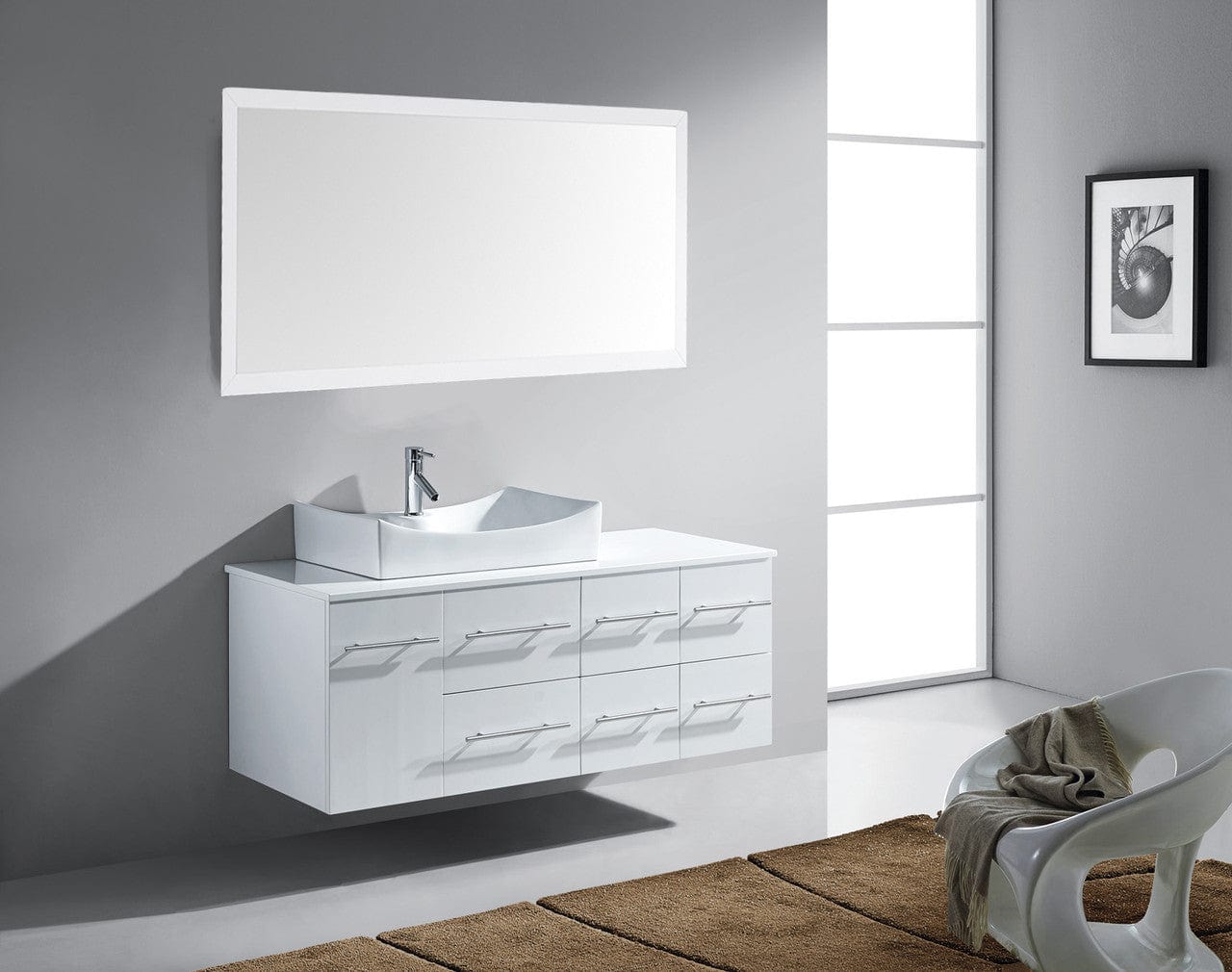 Virtu USA Ceanna 55 Single Bathroom Vanity Set in White side view