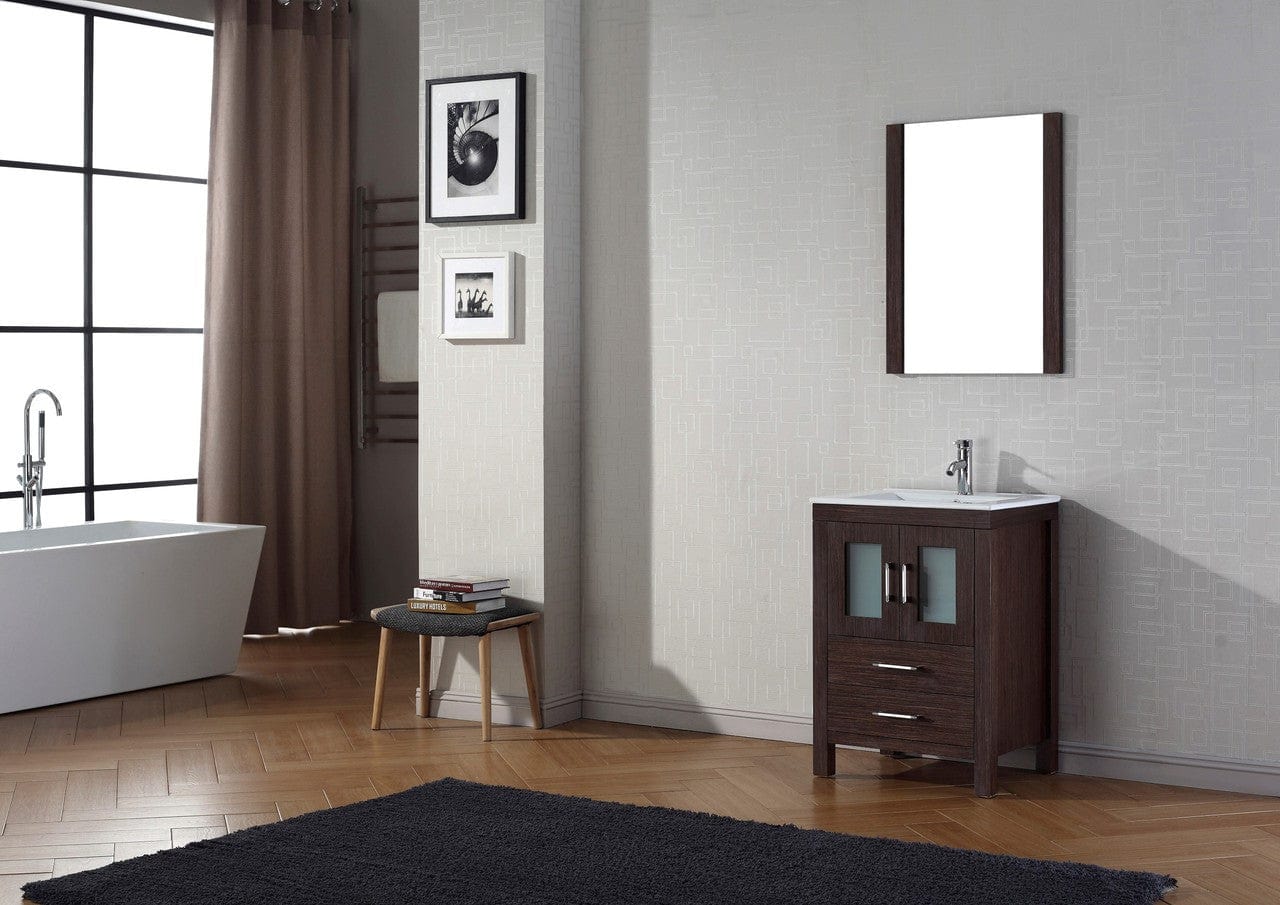 Virtu USA Dior 24 Single Bathroom Vanity Set in Espresso w/ Ceramic Counter-Top | Integrated Sink