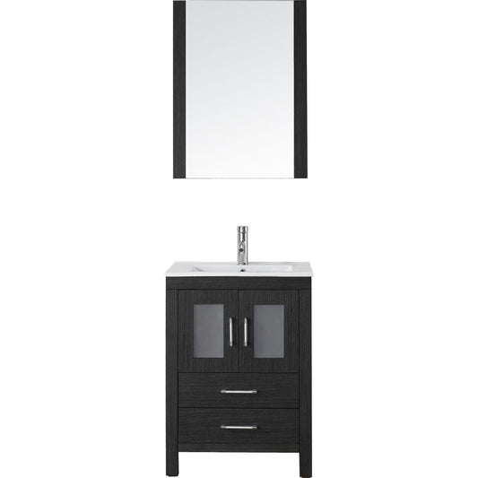 Virtu USA Dior 24" Single Bathroom Vanity Cabinet Set in Zebra Grey w/ Ceramic Counter-Top