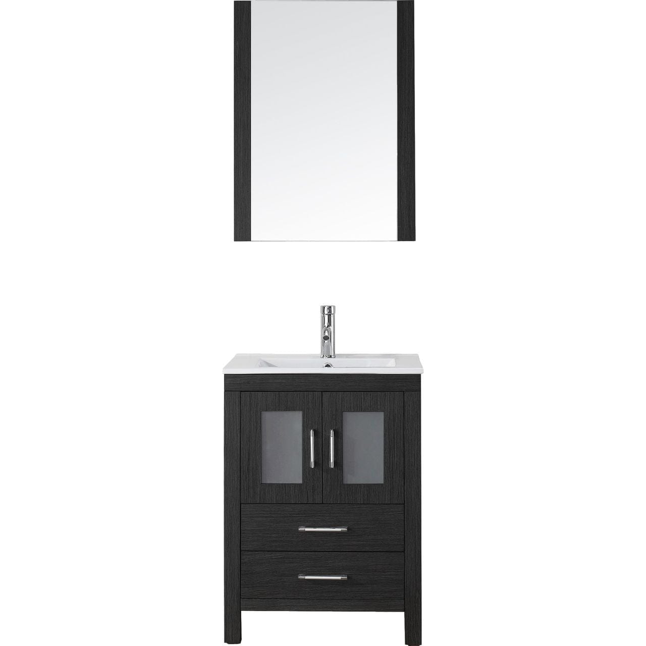 Virtu USA Dior 24" Single Bathroom Vanity Cabinet Set in Zebra Grey w/ Ceramic Counter-Top