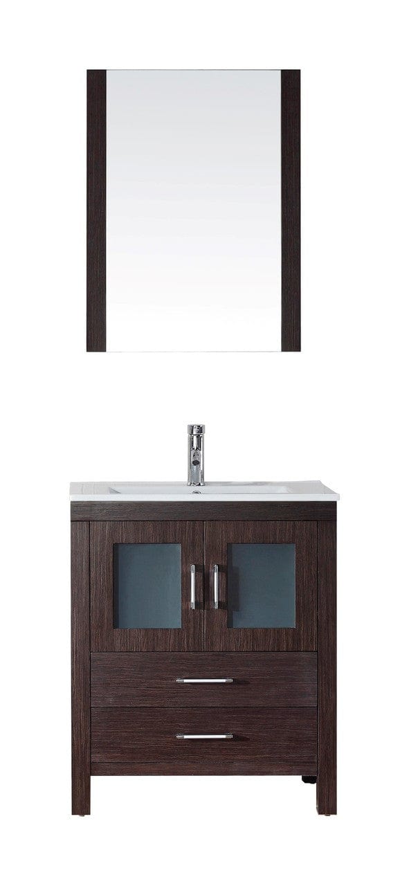 Virtu USA Dior 28" Single Bathroom Vanity Cabinet Set in Espresso w/ Ceramic Counter-Top