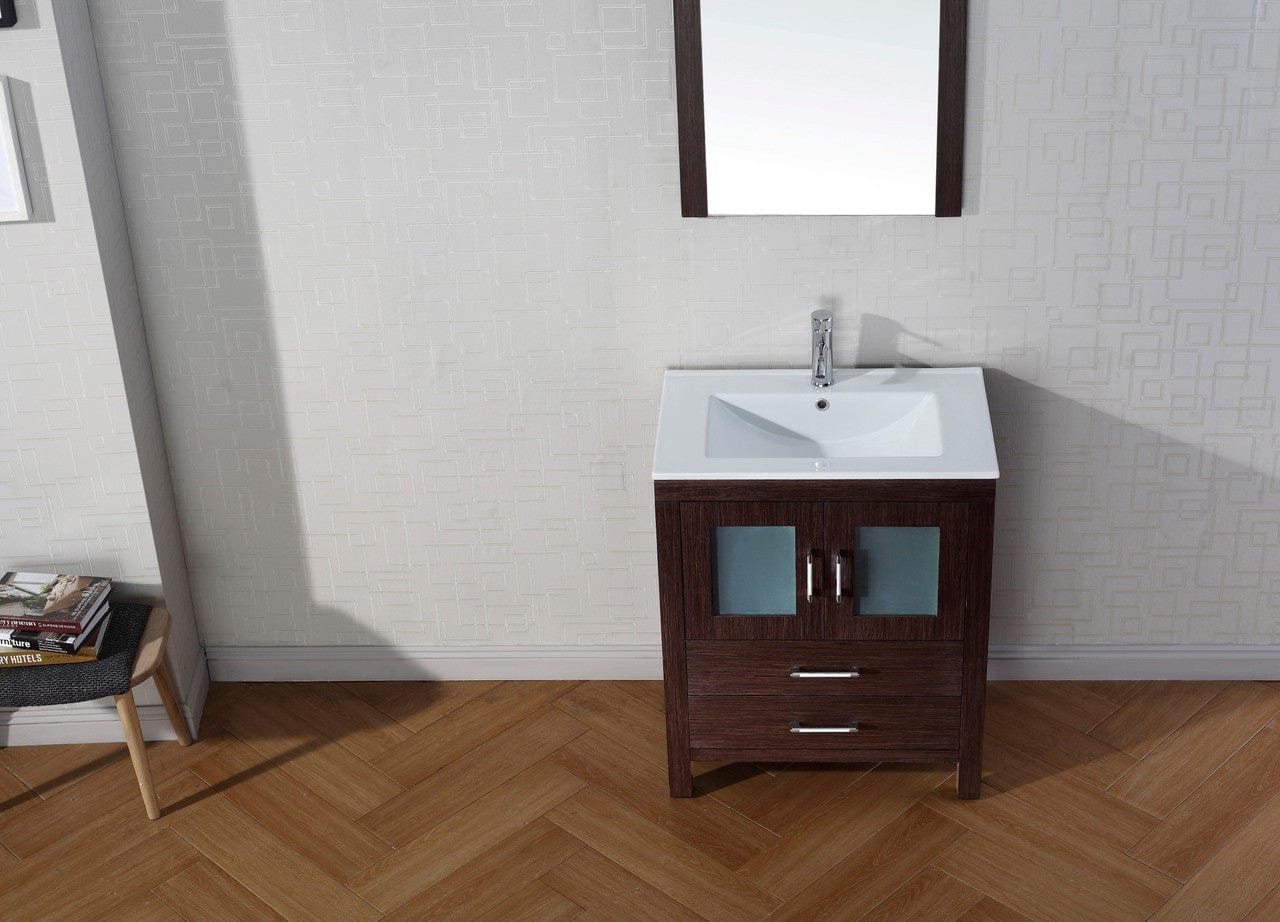 Virtu USA Dior 28 Single Bathroom Vanity Set in Espresso w/ Ceramic Counter-Top | Integrated Sink