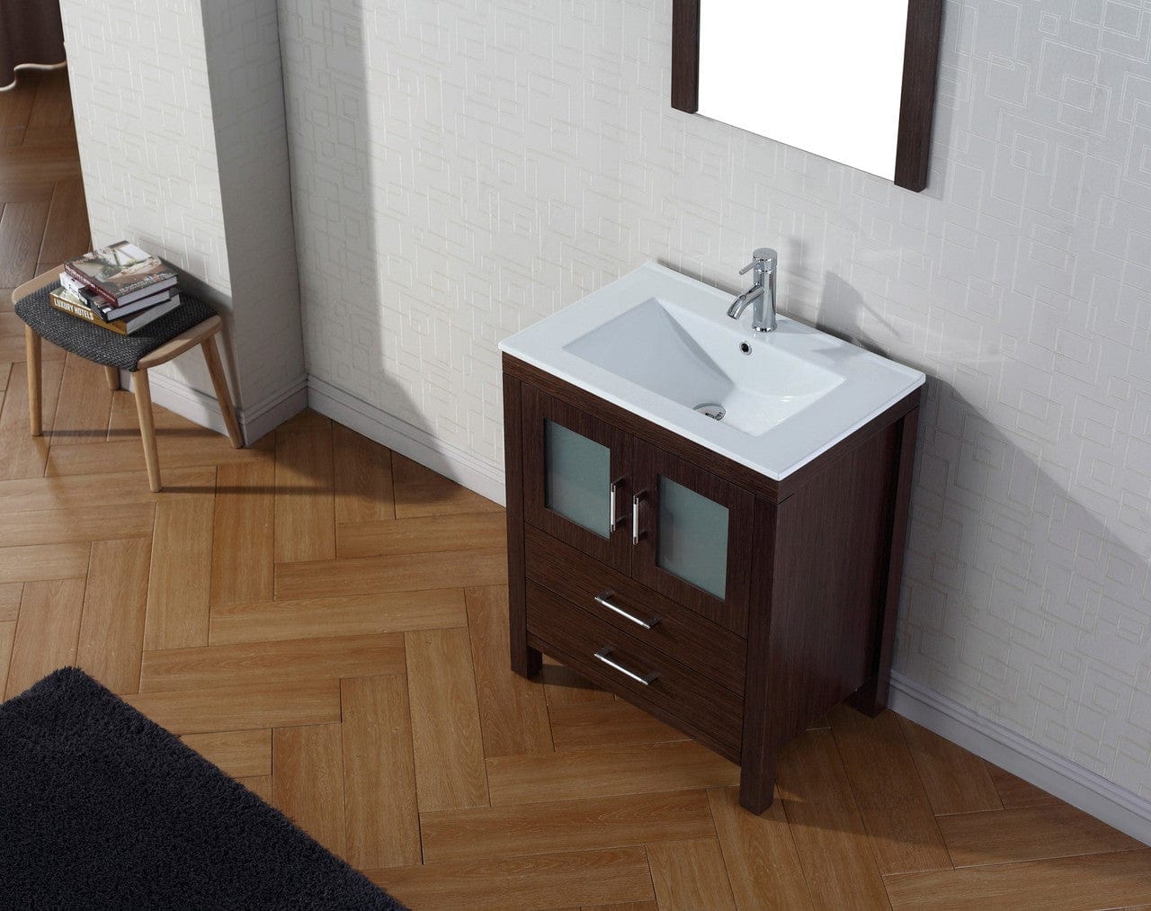 Virtu USA Dior 28 Single Bathroom Vanity Set in Espresso w/ Ceramic Counter-Top | Integrated Sink