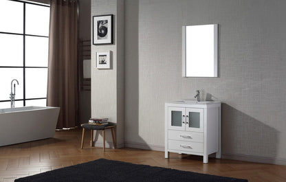 Virtu USA Dior 28 Single Bathroom Vanity Set in White w/ Ceramic Counter-Top | Integrated Sink