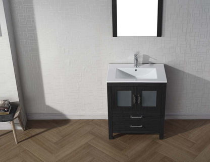 Virtu USA Dior 28 Single Bathroom Vanity Set in Zebra Grey w/ Ceramic Counter-Top | Integrated Sink