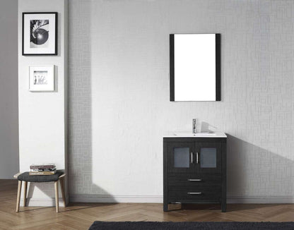 Virtu USA Dior 28 Single Bathroom Vanity Set in Zebra Grey w/ Ceramic Counter-Top | Integrated Sink