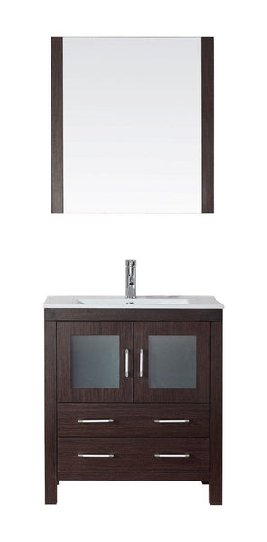 Virtu USA Dior 30 Single Bathroom Vanity Cabinet Set in Espresso w/ Ceramic Counter-Top