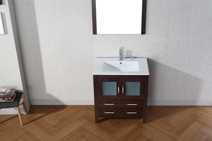 Virtu USA Dior 30 Single Bathroom Vanity Set in Espresso w/ Ceramic Counter-Top | Integrated Sink