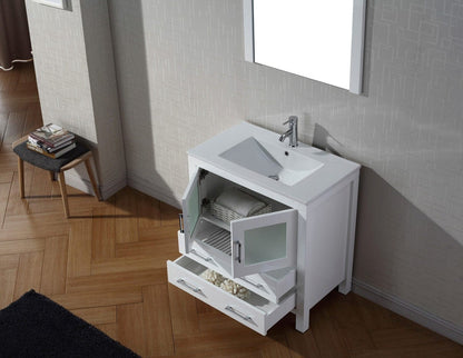 Virtu USA Dior 30 Single Bathroom Vanity Set in White w/ Ceramic Counter-Top | Integrated Sink