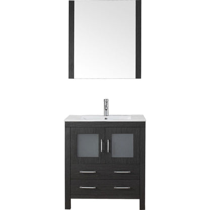 Virtu USA Dior 30" Single Bathroom Vanity Cabinet Set in Zebra Grey w/ Ceramic Counter-Top