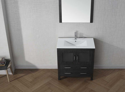 Virtu USA Dior 32 Single Bathroom Vanity Set in Zebra Grey w/ Ceramic Counter-Top | Integrated Sink