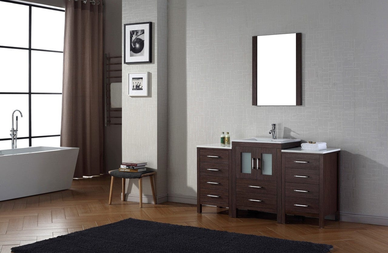 Virtu USA Dior 60 Single Bathroom Vanity Set in Espresso w/ Ceramic Counter-Top | Integrated Sink