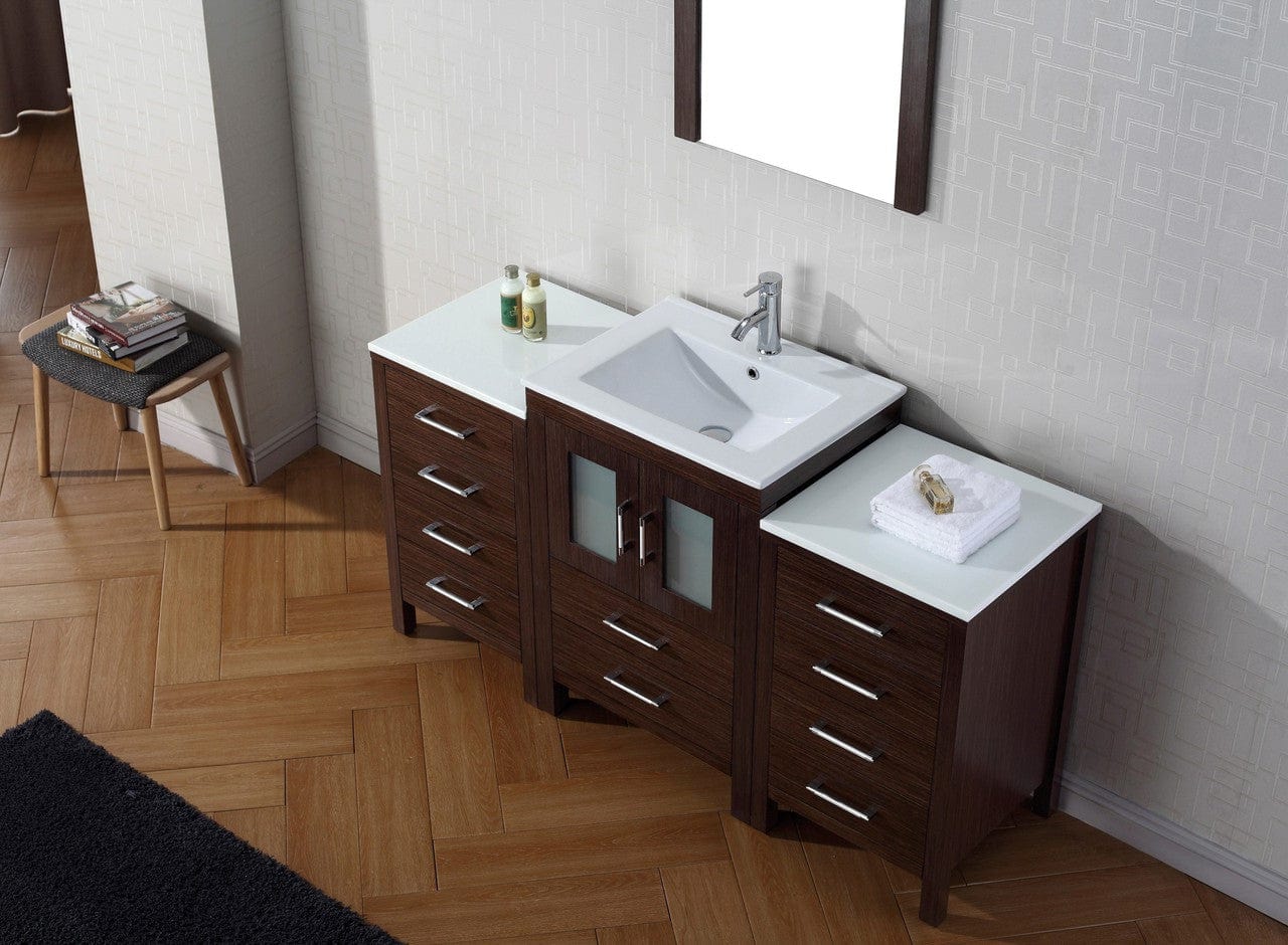 Virtu USA Dior 60 Single Bathroom Vanity Set in Espresso w/ Ceramic Counter-Top | Integrated Sink