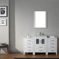 Virtu USA Dior 60" Single Bathroom Vanity Cabinet Set in White w/ Ceramic Counter-Top