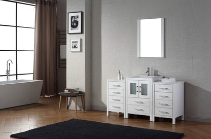 Virtu USA Dior 60 Single Bathroom Vanity Set in White w/ Ceramic Counter-Top | Integrated Sink