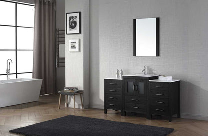 Virtu USA Dior 60 Single Bathroom Vanity Set in Zebra Grey w/ Ceramic Counter-Top | Integrated Sink