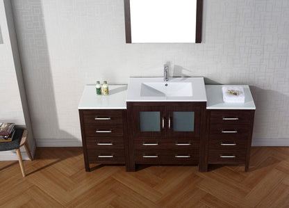 Virtu USA Dior 66 Single Bathroom Vanity Set in Espresso w/ Ceramic Counter-Top | Integrated Sink