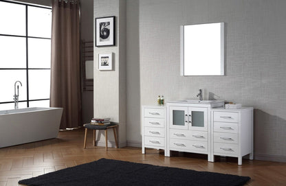 Virtu USA Dior 66 Single Bathroom Vanity Set in White w/ Ceramic Counter-Top | Integrated Sink