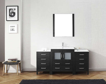 Virtu USA Dior 66 Single Bathroom Vanity Set in Zebra Grey w/ Ceramic Counter-Top | Integrated Sink