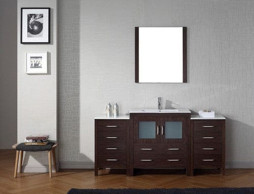 Virtu USA Dior 68" Single Bathroom Vanity Cabinet Set in Espresso w/ Ceramic Counter-Top