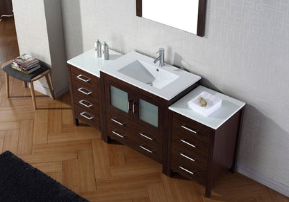 Virtu USA Dior 68 Single Bathroom Vanity Set in Espresso w/ Ceramic Counter-Top | Integrated Sink