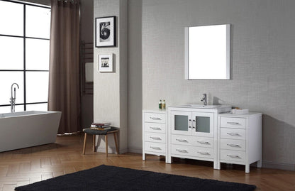 Virtu USA Dior 68 Single Bathroom Vanity Set in White w/ Ceramic Counter-Top | Integrated Sink