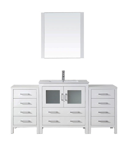 Virtu USA Dior 68" Single Bathroom Vanity Cabinet Set in White w/ Ceramic Counter-Top