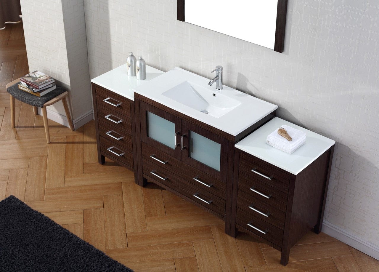 Virtu USA Dior 72 Single Bathroom Vanity Set in Espresso w/ Ceramic Counter-Top | Integrated Sink