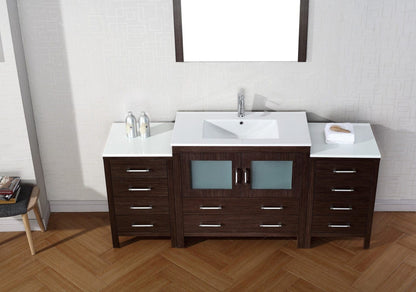 Virtu USA Dior 72 Single Bathroom Vanity Set in Espresso w/ Ceramic Counter-Top | Integrated Sink