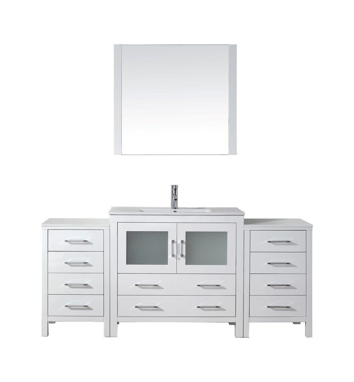 Virtu USA Dior 72" Single Bathroom Vanity Cabinet Set in White w/ Ceramic Counter-Top