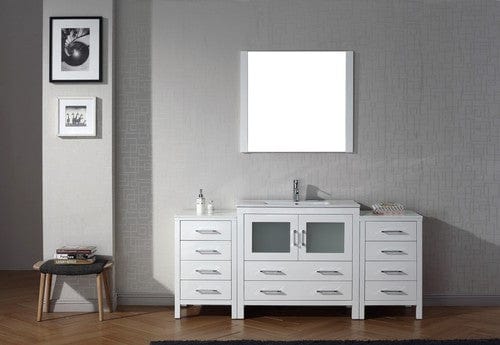 Virtu USA Dior 72" Single Bathroom Vanity Cabinet Set in White w/ Ceramic Counter-Top