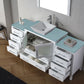 Virtu USA Dior 72 Single Bathroom Vanity Set in White w/ Tempered Glass Counter-Top | Vessel Sink