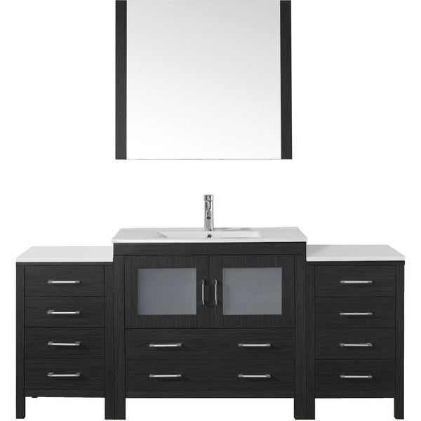 Virtu USA Dior 72 Single Bathroom Vanity Cabinet Set in Zebra Grey w/ Ceramic Counter-Top