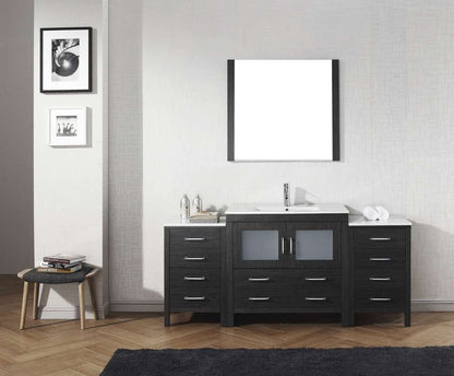 Virtu USA Dior 72 Single Bathroom Vanity Set in Zebra Grey w/ Ceramic Counter-Top | Integrated Sink