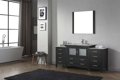 Virtu USA Dior 72 Single Bathroom Vanity Set in Zebra Grey w/ Ceramic Counter-Top | Integrated Sink