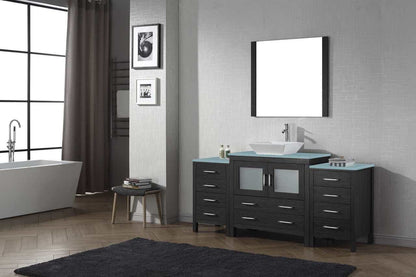 Virtu USA Dior 72 Single Bathroom Vanity Set in Zebra Grey w/ Tempered Glass Counter-Top | Vessel Sink