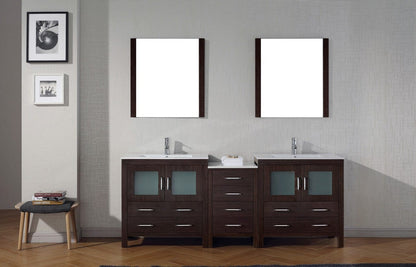 Virtu USA Dior 82 Double Bathroom Vanity Set in Espresso w/ Ceramic Counter-Top | Integrated Sink